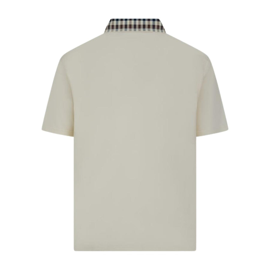Aquascutum Active Club Check Collar White Polo Shirt