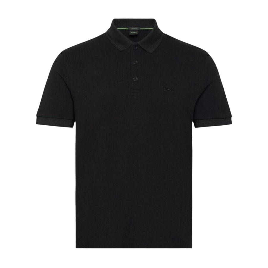 BOSS Paddy Regular Fit Cotton Pique Black Polo Shirt