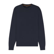 BOSS Asac Knitted Cotton Embroidered Logo Navy Sweatshirt