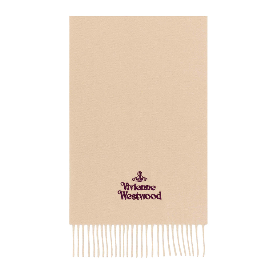 Vivienne Westwood Embroidered Logo Beige Scarf