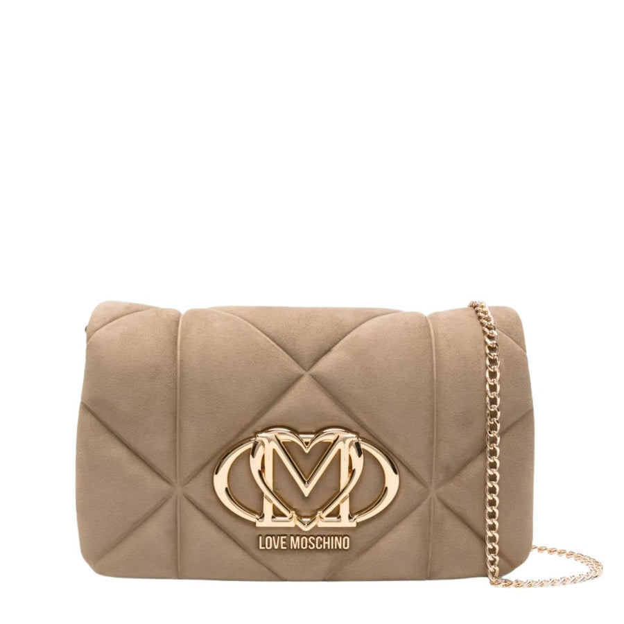 Love Moschino Quilted Sand Soft Fabric Chain Crossbody Bag