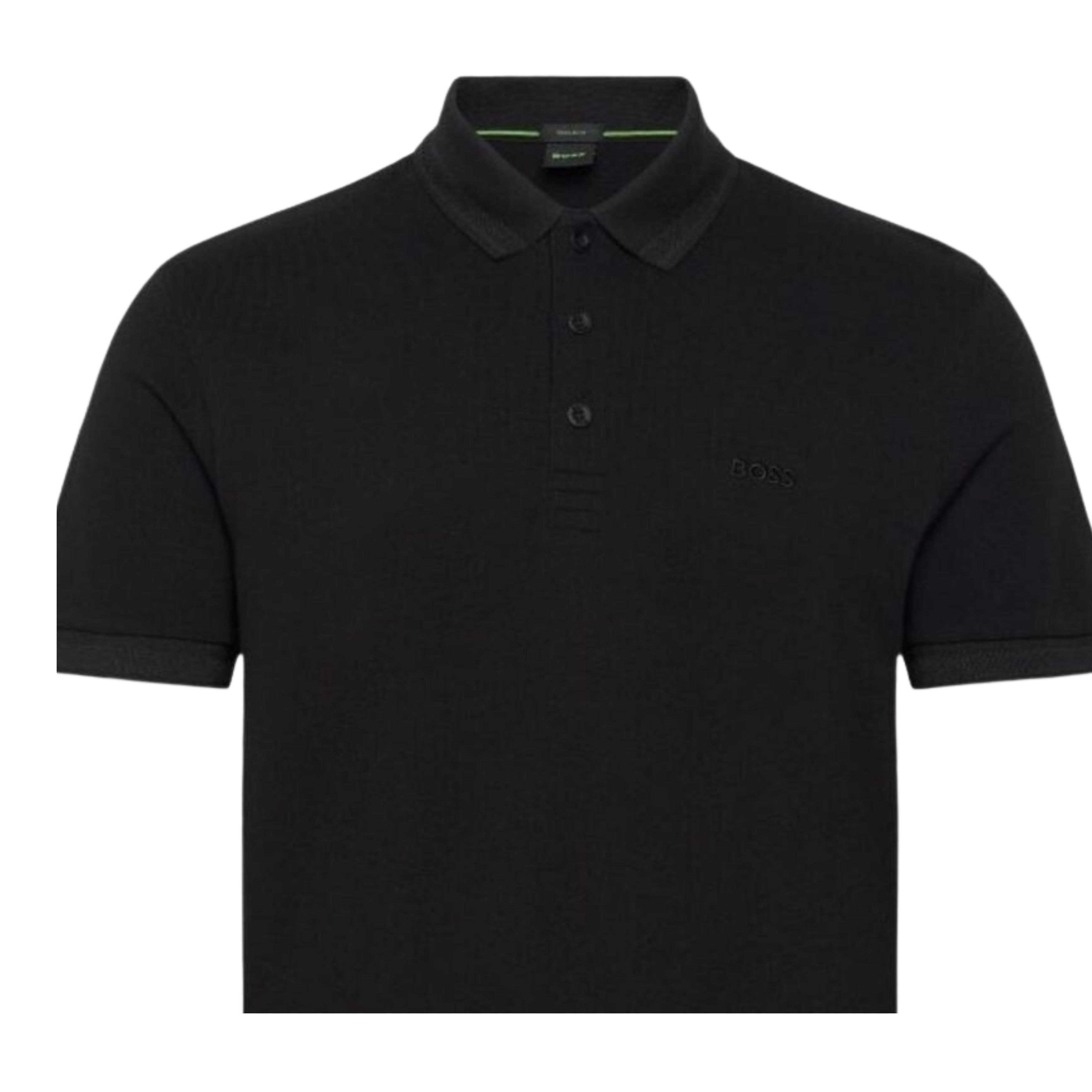 BOSS Paddy Regular Fit Cotton Pique Black Polo Shirt