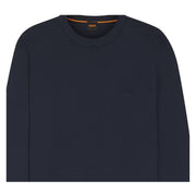 BOSS Asac Knitted Cotton Embroidered Logo Navy Sweatshirt