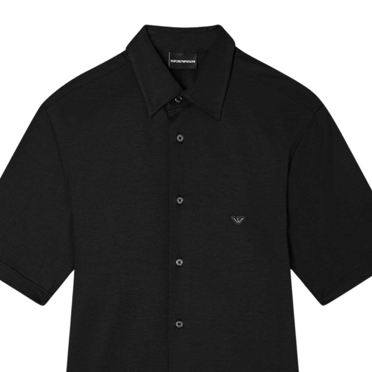 Emporio Armani Cotton Lyocell Black Shirt