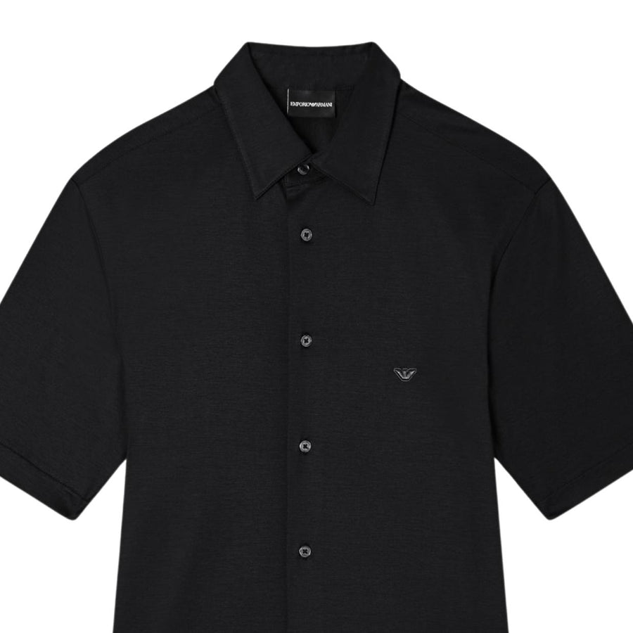 Emporio Armani Cotton Lyocell Black Shirt