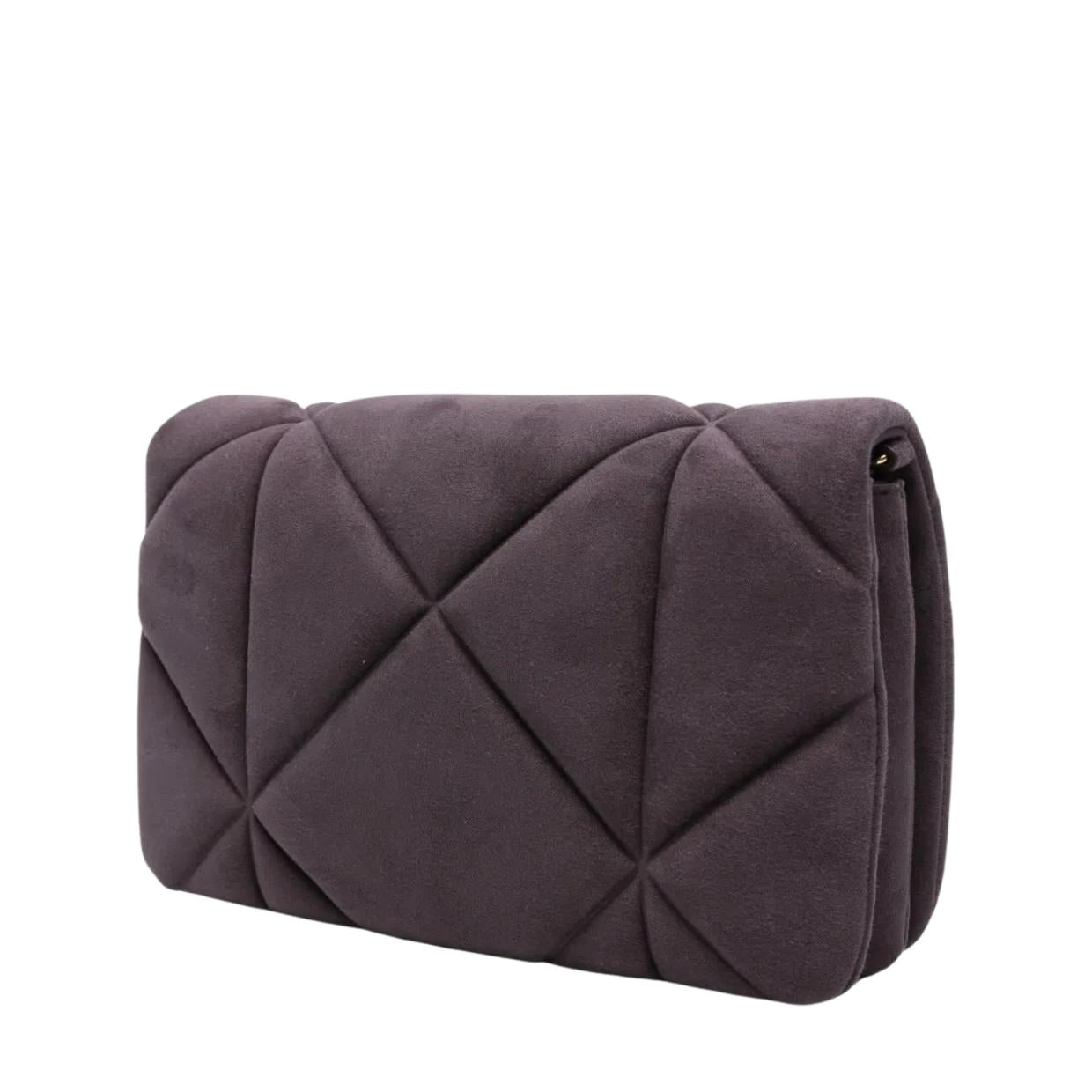 Love Moschino Quilted Purple Soft Fabric Chain Crossbody Bag