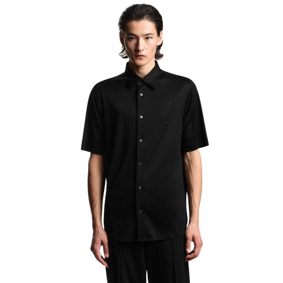 Emporio Armani Cotton Lyocell Black Shirt