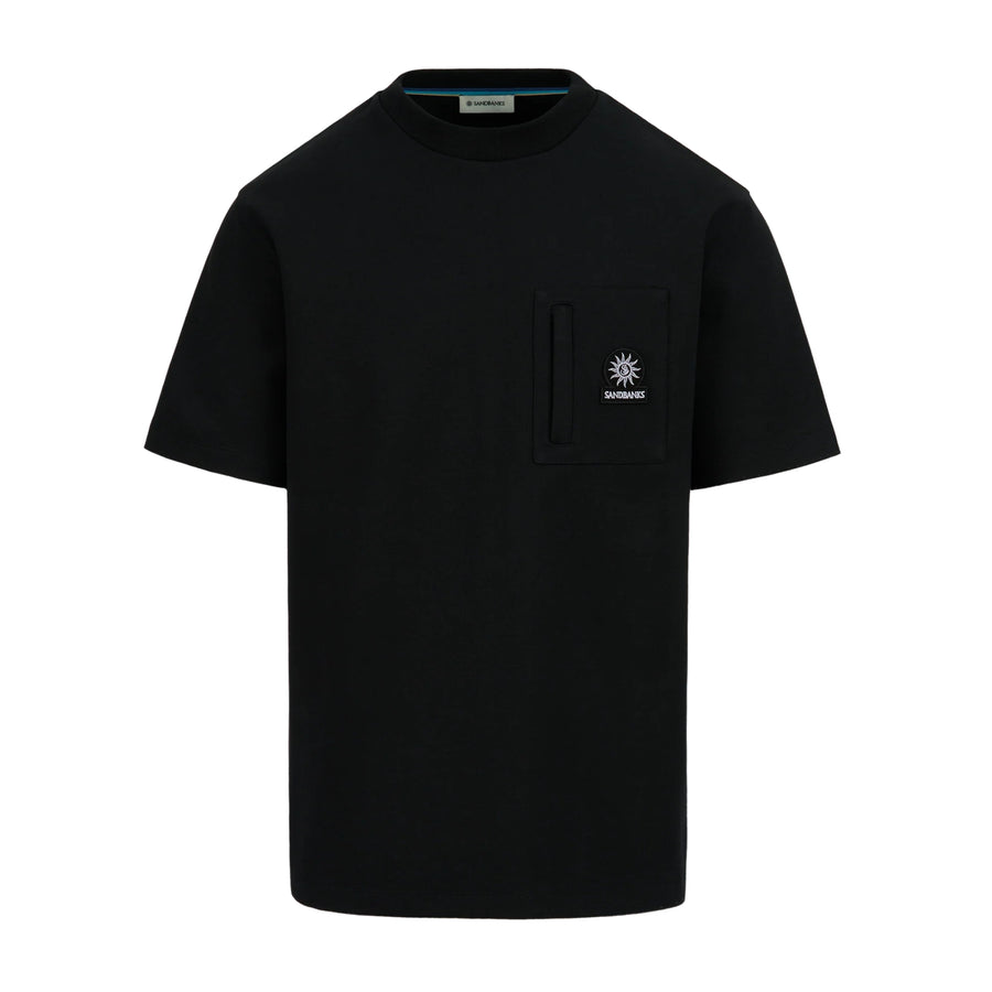 Sandbanks Zip Pocket Interlock Black T-Shirt