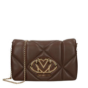 Love Moschino Embossed Quilted Chain Chocolate Brown Crossbody Bag