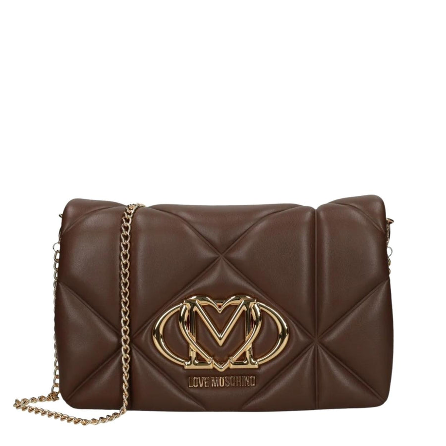 Love Moschino Embossed Quilted Chain Chocolate Brown Crossbody Bag