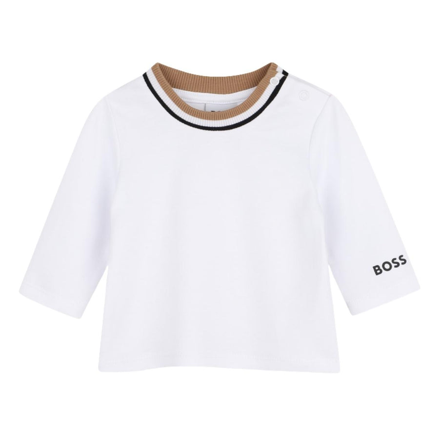 BOSS Baby White & Beige Dungaree Set