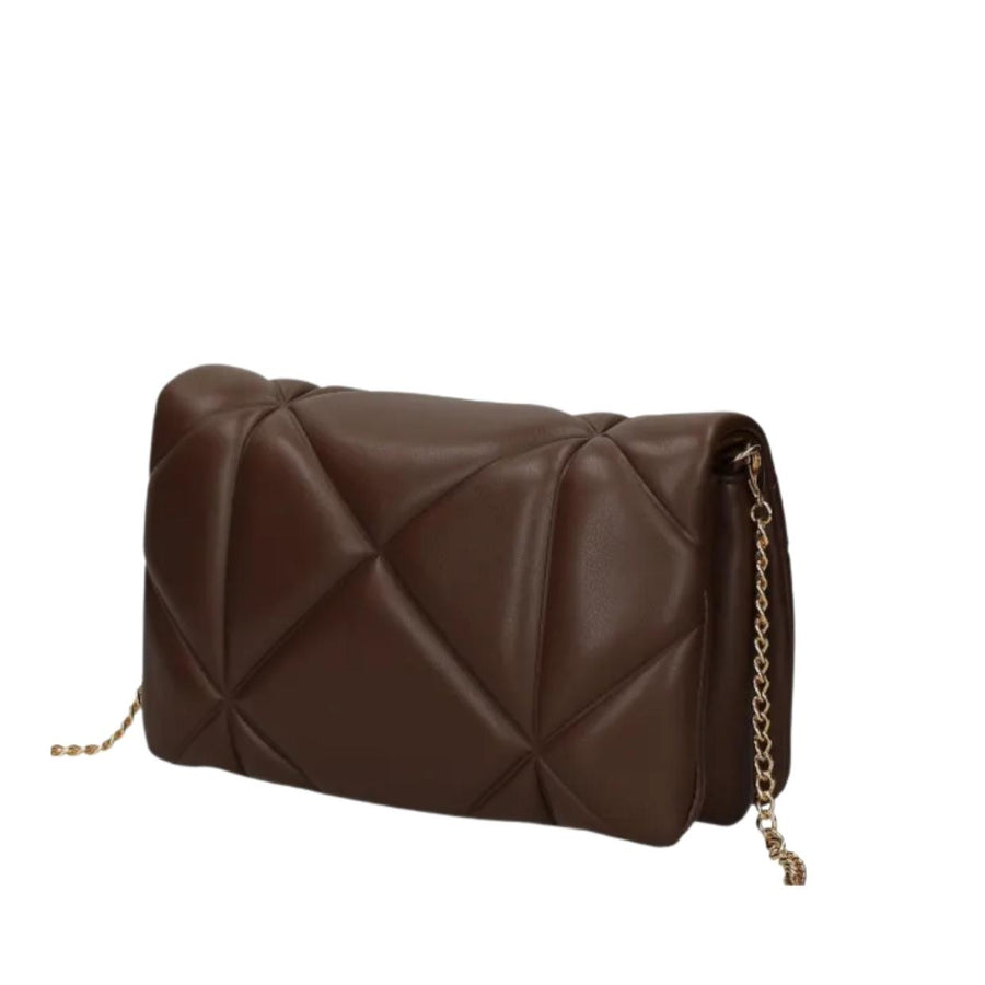 Love Moschino Embossed Quilted Chain Chocolate Brown Crossbody Bag