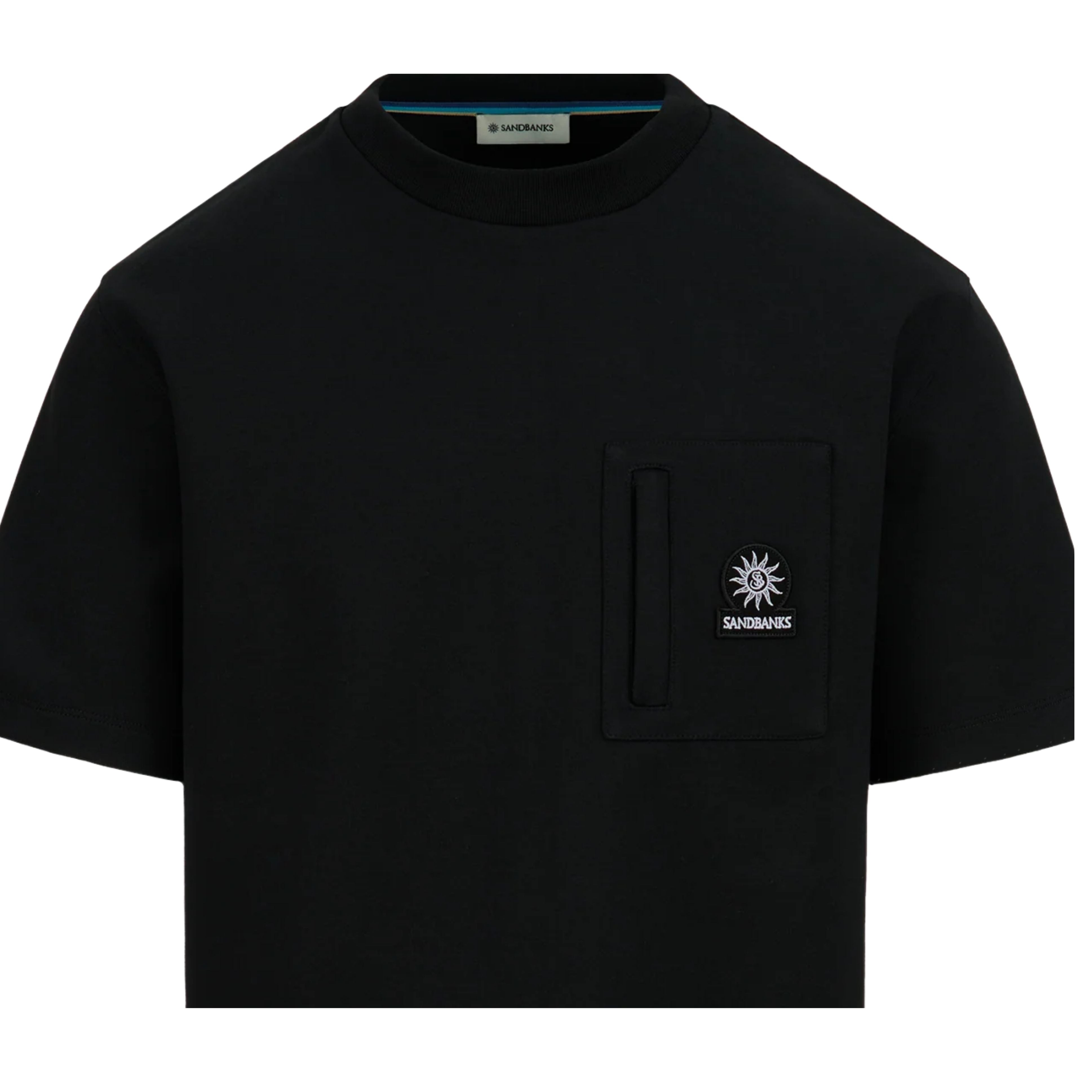 Sandbanks Zip Pocket Interlock Black T-Shirt