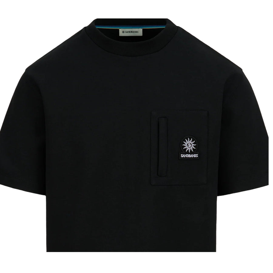 Sandbanks Zip Pocket Interlock Black T-Shirt