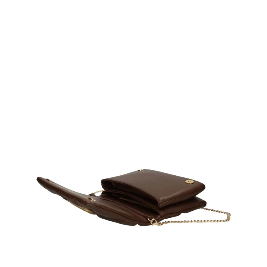 Love Moschino Embossed Quilted Chain Chocolate Brown Crossbody Bag