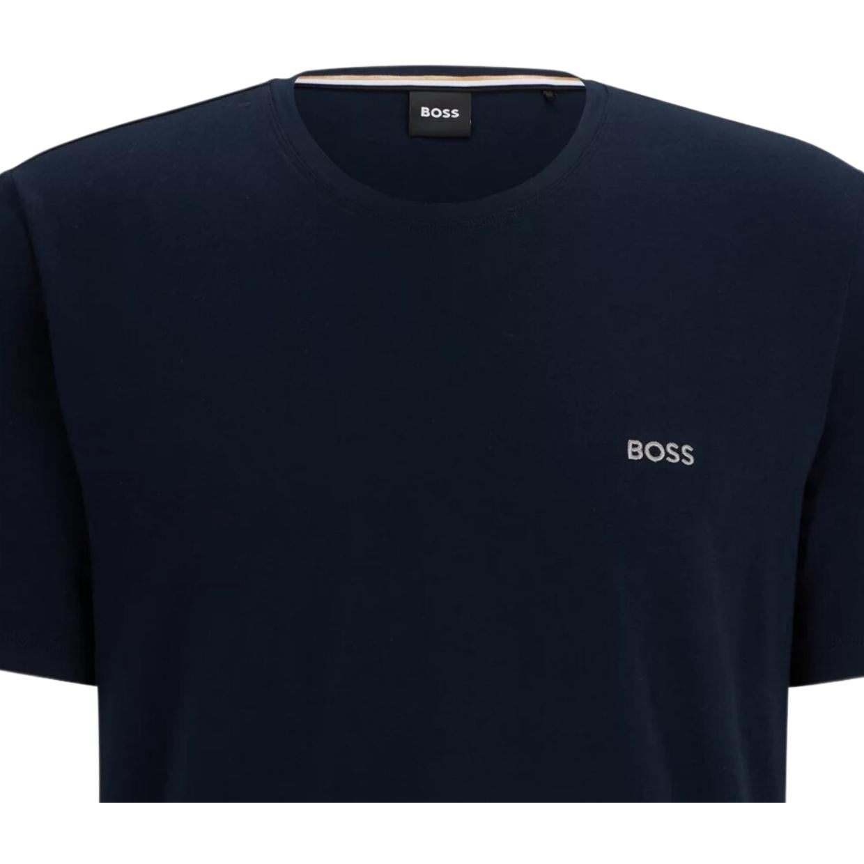 BOSS Embroidered Logo Regular Fit Dark Blue T-Shirt