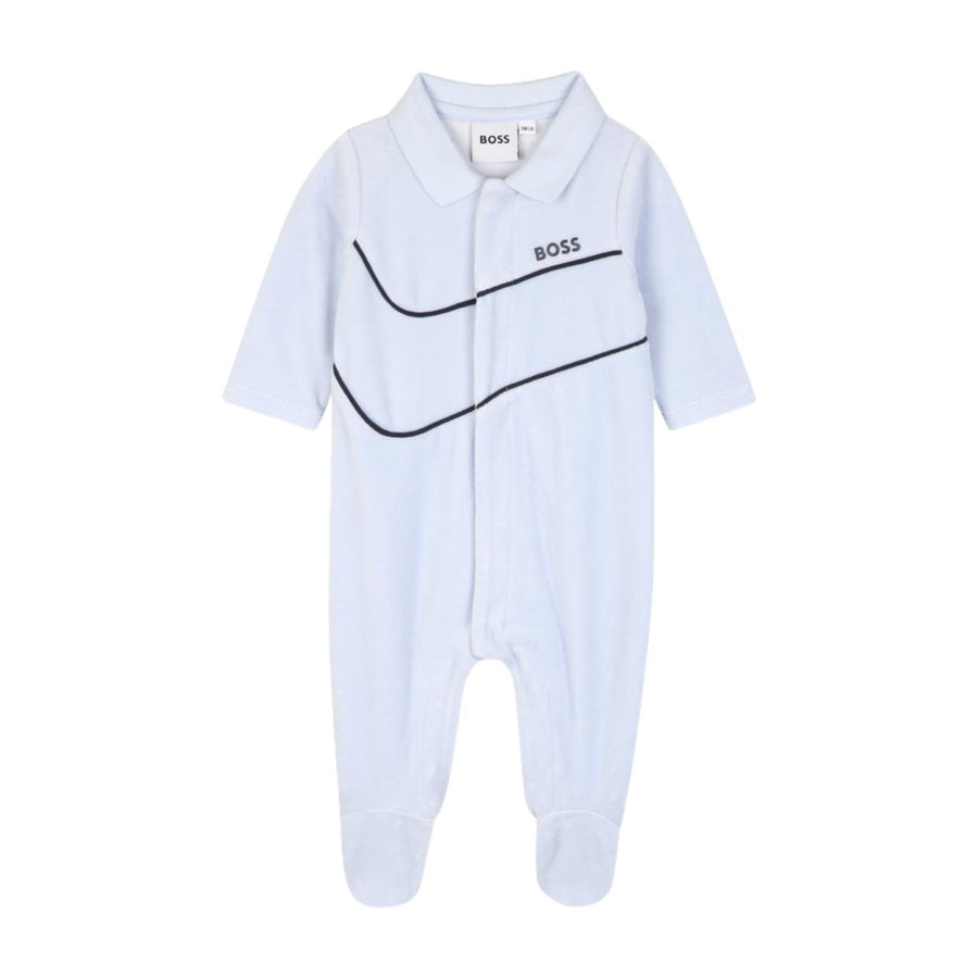 BOSS Baby Embroidered Logo Pale Blue Babygrow