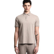 Emporio Armani All-Over Micro Eagle Jacquard Beige Polo Shirt