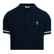 Sandbanks Logo Badge Stripe Hem Navy Polo Shirt
