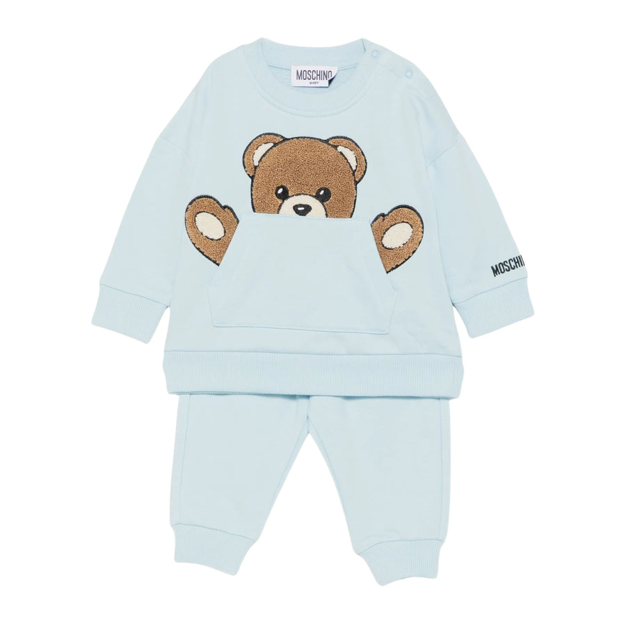 Moschino Baby Teddy Bear Patch Pocket Sky Blue Tracksuit