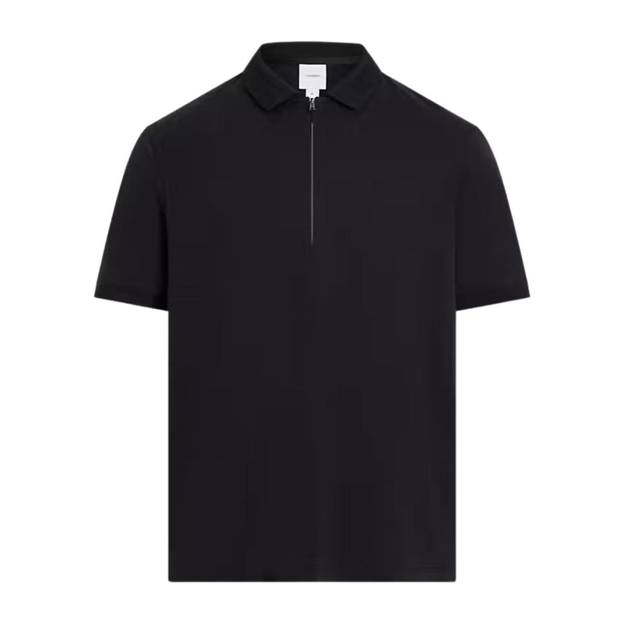 Calvin Klein Liquid Touch Welt Zip Black Polo Shirt