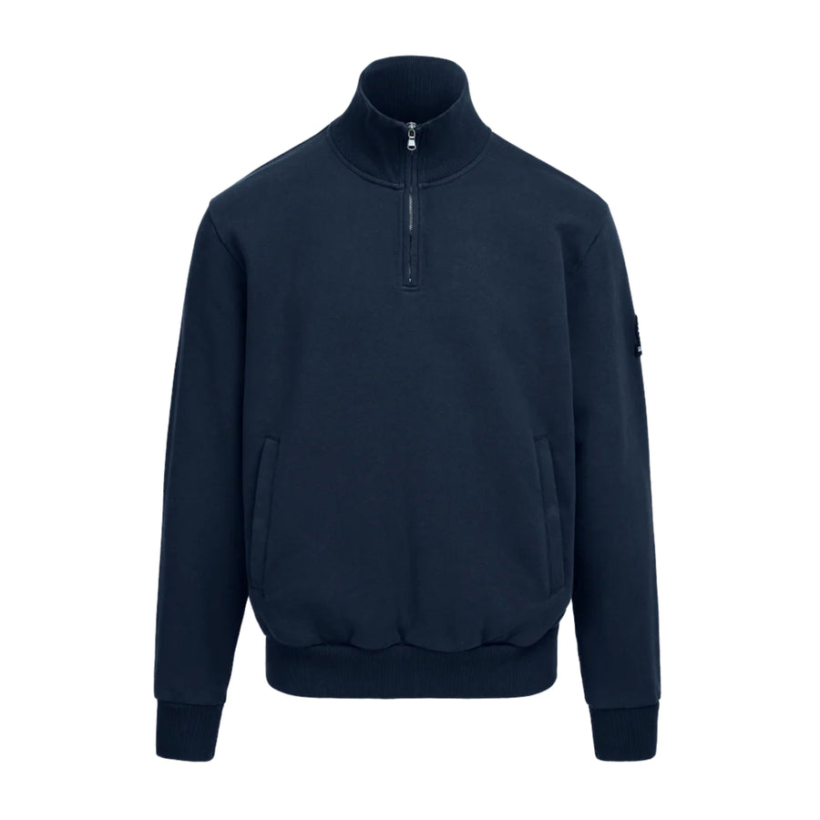 Sandbanks Badge Logo Half Zip Navy Sweatshirts