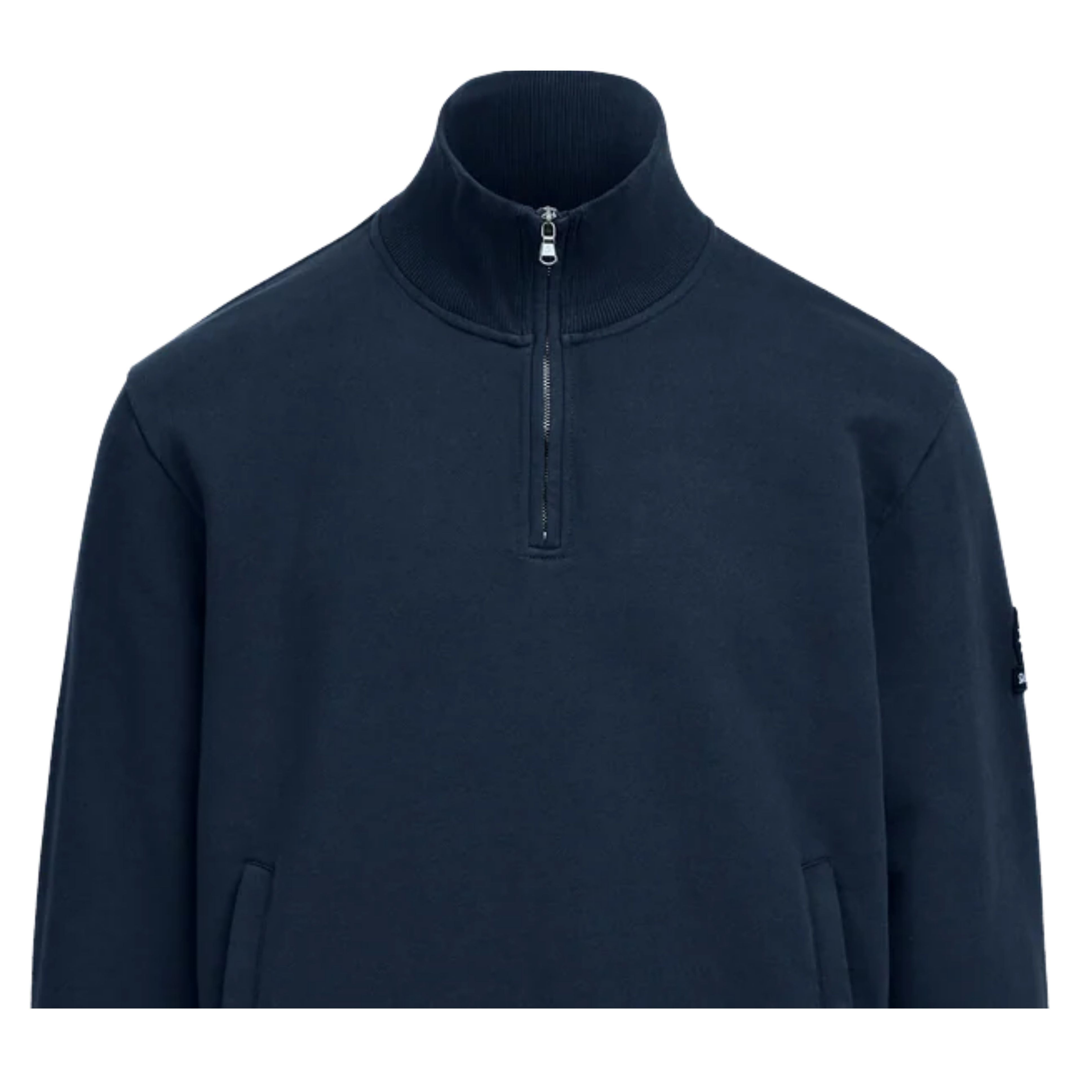 Sandbanks Badge Logo Half Zip Navy Sweatshirts