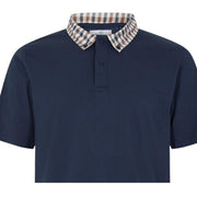 Aquascutum Active Club Check Collar Navy Polo Shirt