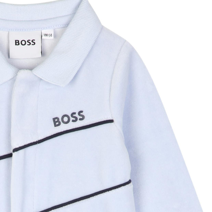 BOSS Baby Embroidered Logo Pale Blue Babygrow
