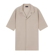 Emporio Armani Linen-Blend Taupe Beachwear Shirt