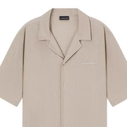 Emporio Armani Linen-Blend Taupe Beachwear Shirt