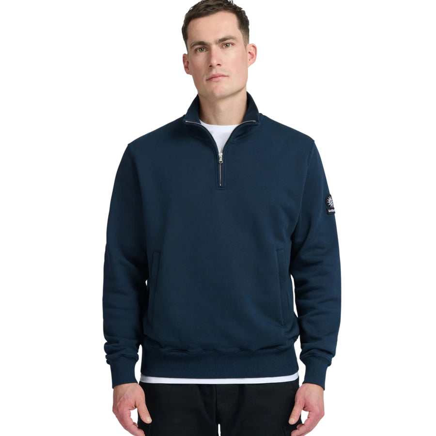 Sandbanks Badge Logo Half Zip Navy Sweatshirts