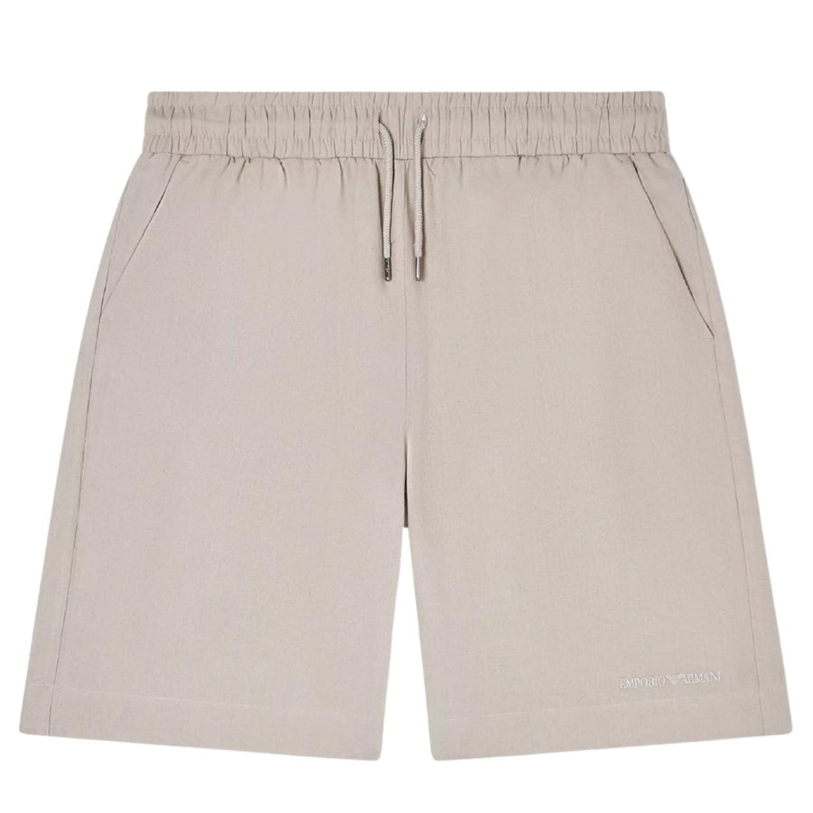 Emporio Armani Linen-Blend Taupe Bermuda Shorts