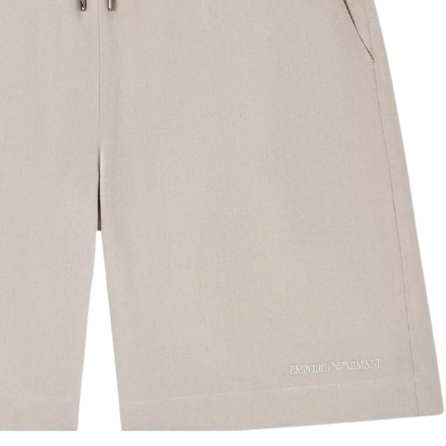 Emporio Armani Linen-Blend Taupe Bermuda Shorts