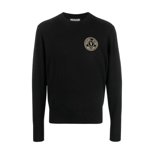 希少【Versace Jeans】 ブラック エンブレム ウール スウェット VERSACE JEANS COUTURE ヴェルサーチ ジーンズ クチュール