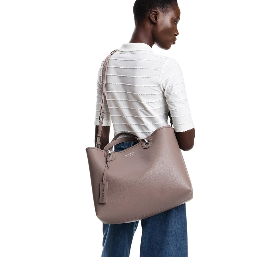 Emporio Armani Medium Taupe MyEA Print Tote Bag