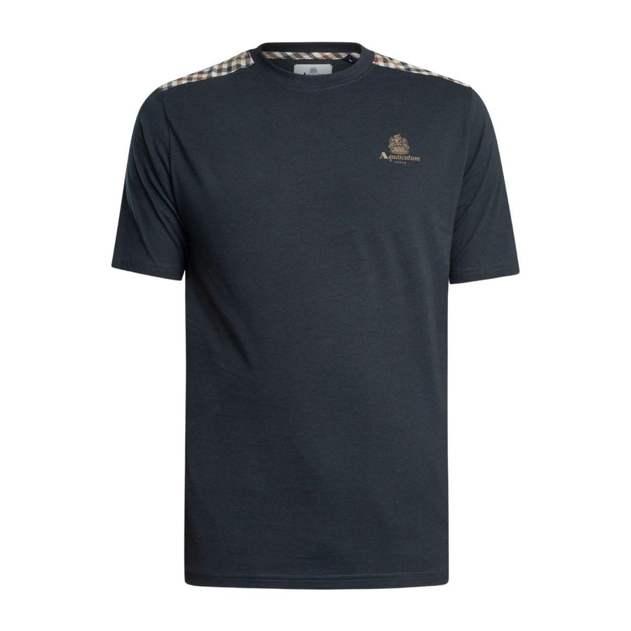 Aquascutum Active Club Check Details Navy T-Shirt