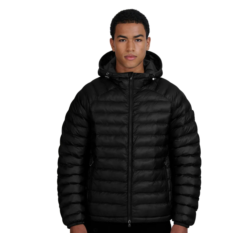 Sandbanks Ragland Hooded Black Micro Puffer Jacket