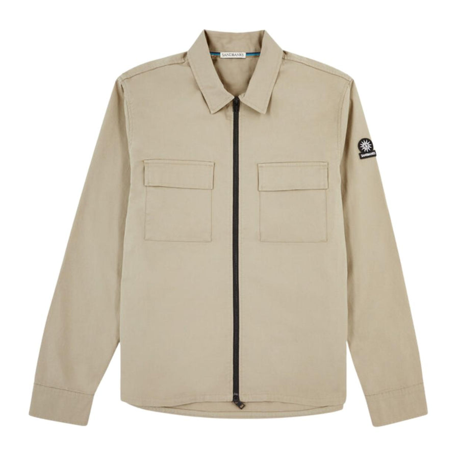 Sandbanks Gabardine Stone Zip Overshirt