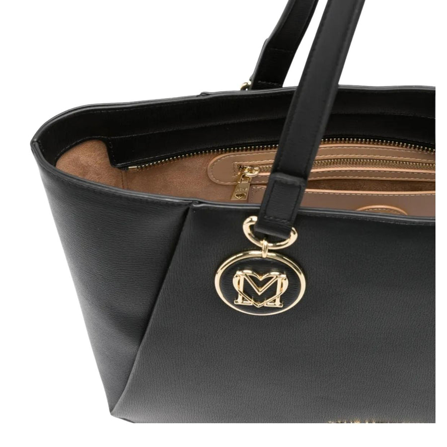 Love Moschino Gold-Tone Plaque Black Tote Bag