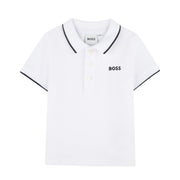 BOSS Baby Cotton Pique White Polo Shirt