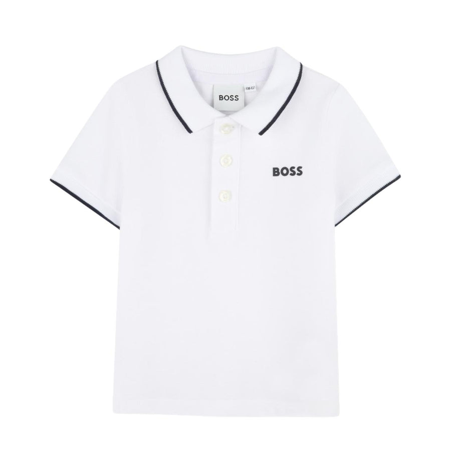 BOSS Baby Cotton Pique White Polo Shirt