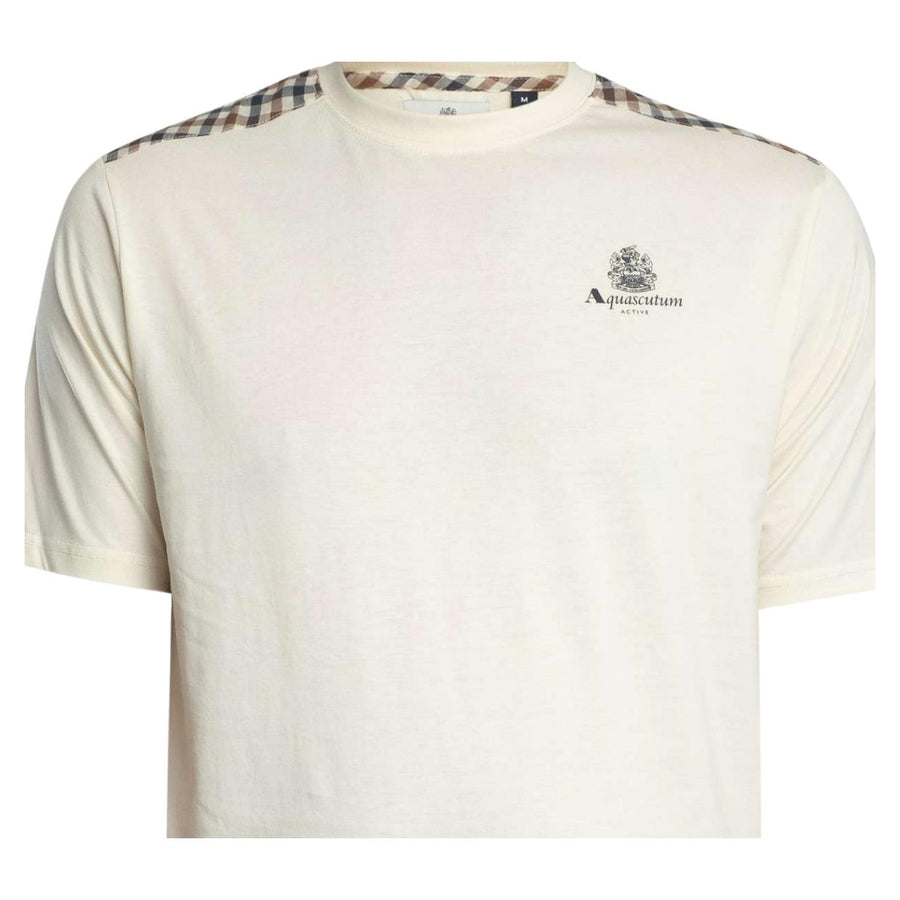 Aquascutum Active Club Check Details Off-White T-Shirt