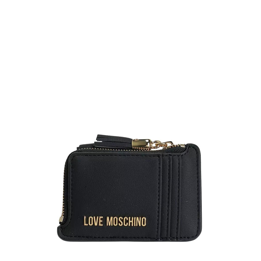 Love Moschino Gold-Tone Logo Black Tassel Card Holder
