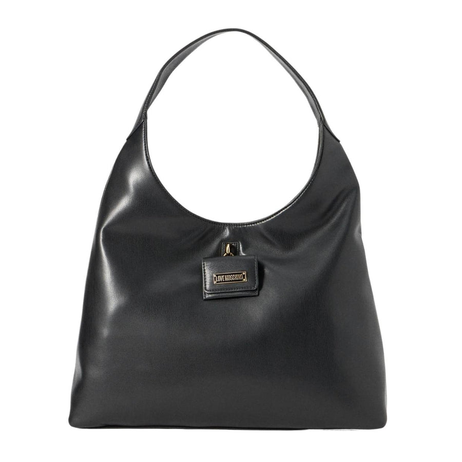 Love Moschino Gold-Tone Plaque Black Hobo Bag
