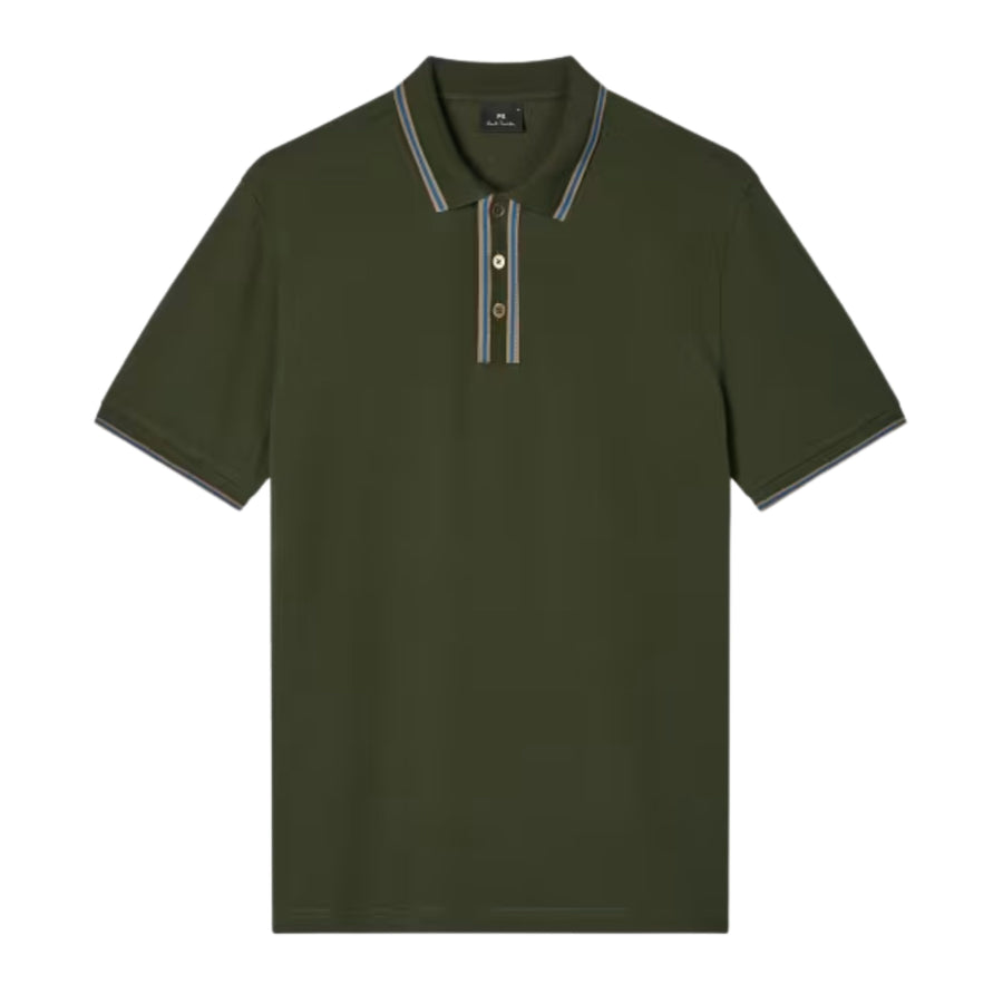 Paul Smith Regular Fit Contrast Tipping Dark Green Polo Shirt