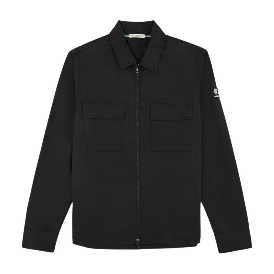 Sandbanks Gabardine Black Zip Overshirt