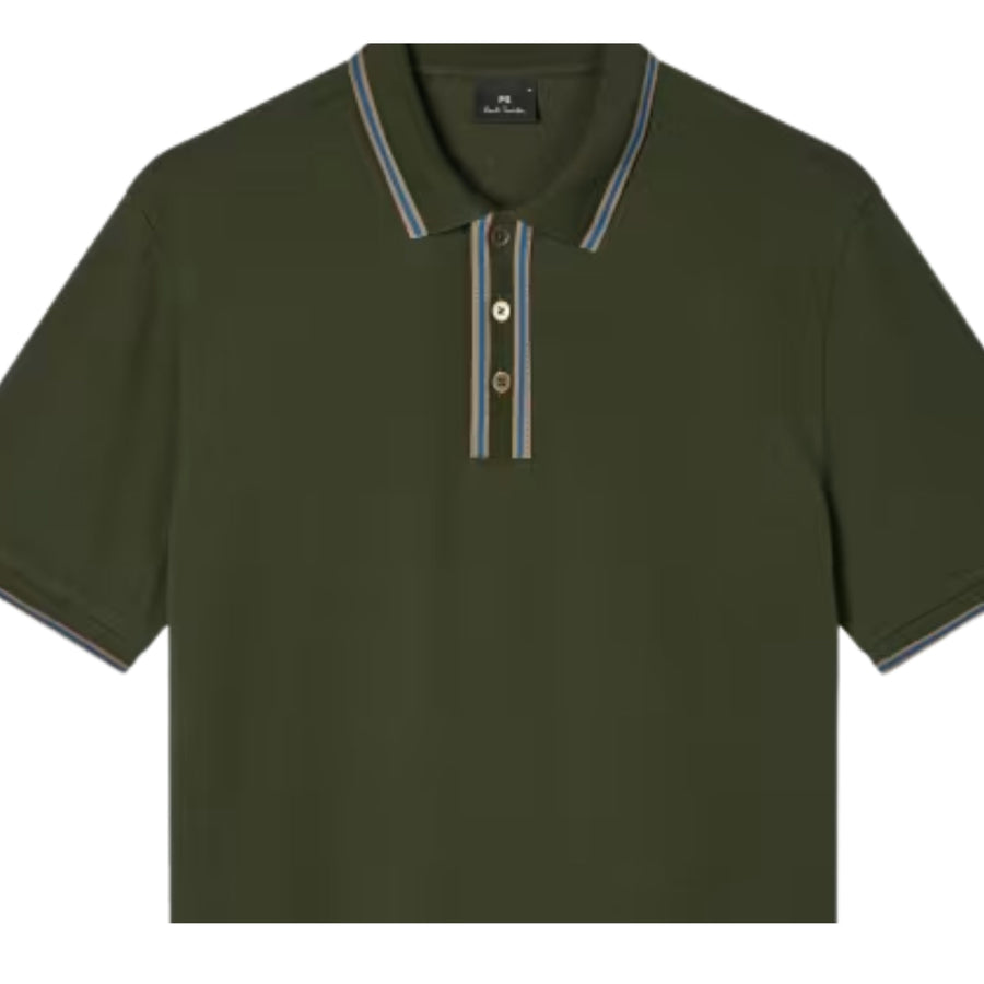 Paul Smith Regular Fit Contrast Tipping Dark Green Polo Shirt