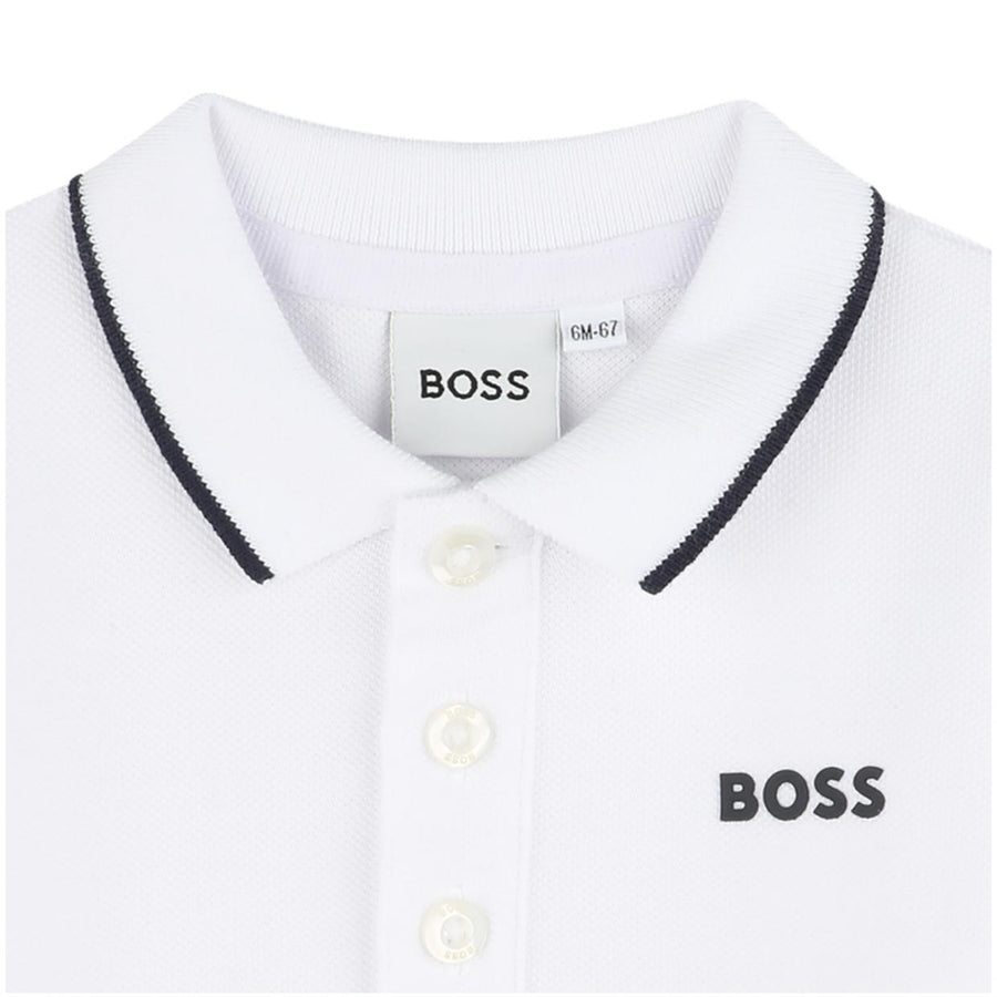 BOSS Baby Cotton Pique White Polo Shirt