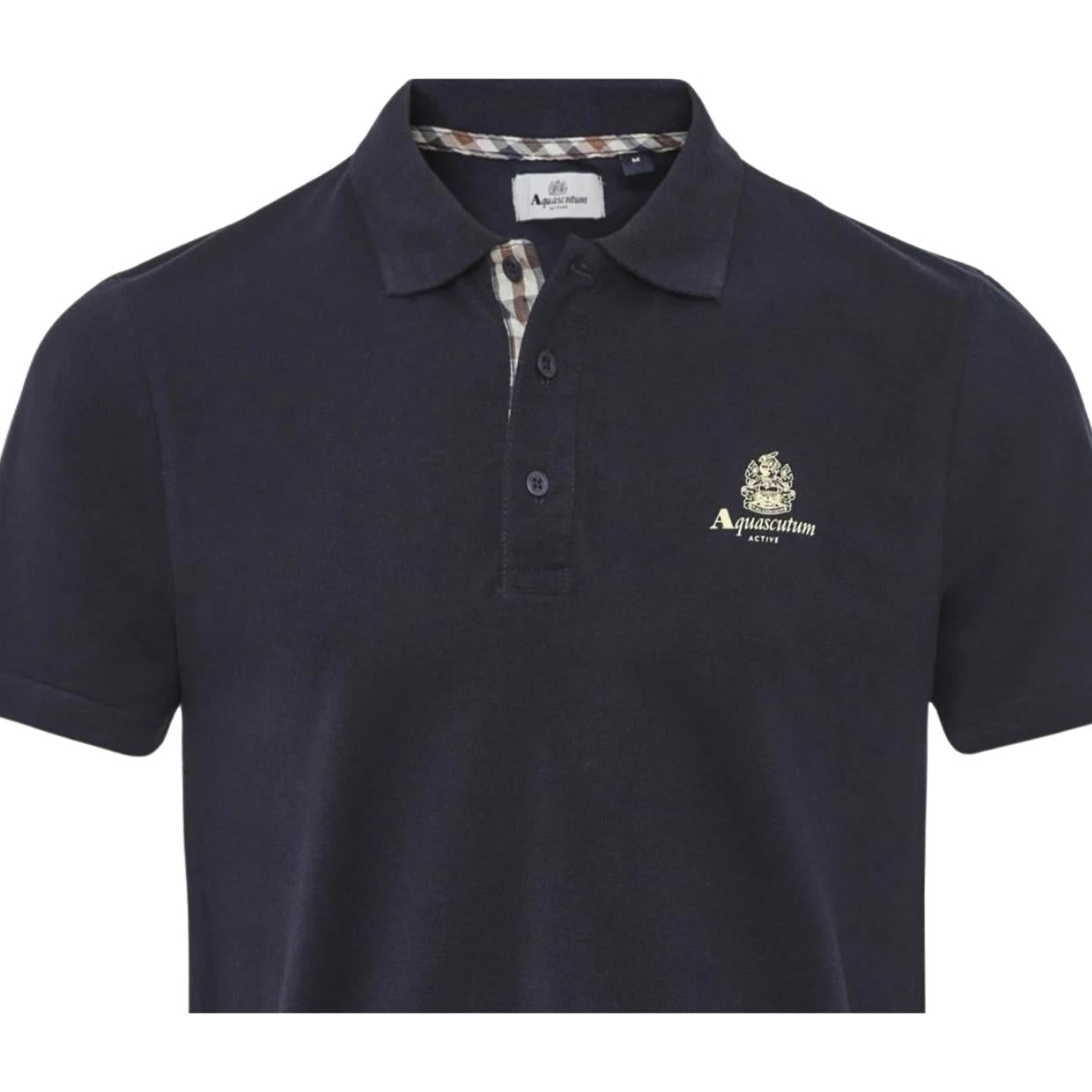 Aquascutum Active Small Logo Piquet Navy Polo Shirt